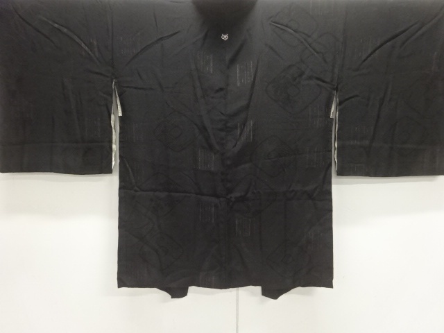 JAPANESE KIMONO / ANTIQUE TAISHO ROMAN / LACQUER ABSTRACT PATTERN WOVE
